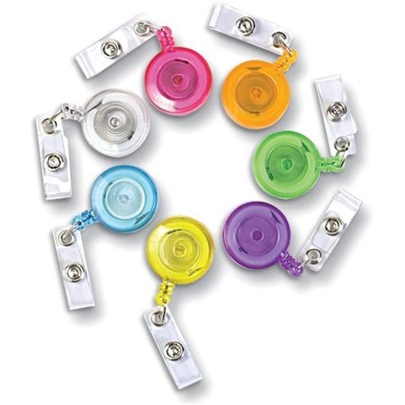 SICURIX SICURIX Translucent ID Badge Reels Round Belt Clip Strap 48 Pack ASSORTED Colors (68850) 68850